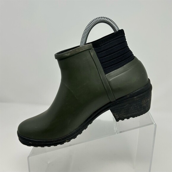 Bogs Green Women BOGS Women\'s Waterproof Ankle Rain Boots Olive Green Ribbed Cuff Block Size 6